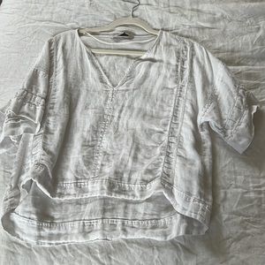 Zara white linen blouse
